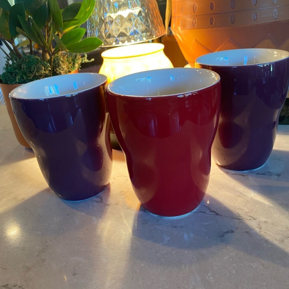 Starbucks Double Walled Mug Aida Red Eggplant Purple Handless Insulated - Picture 5 of 15